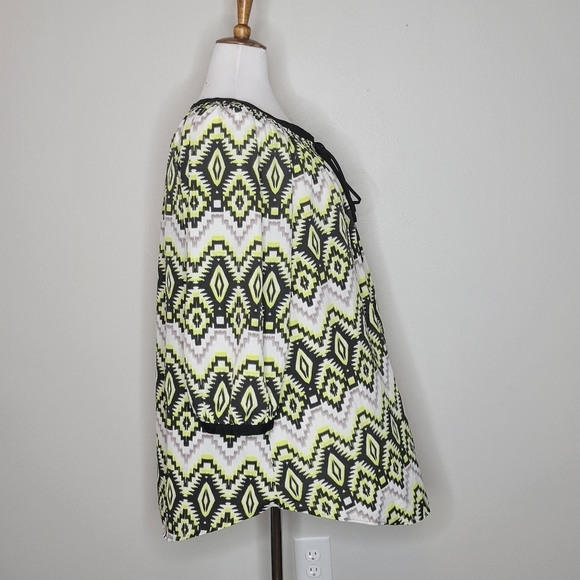 Daniel Rainn Womens 2x Tribal Geometric Print Peasant Tunic Top Blouse - Picture 7 of 9
